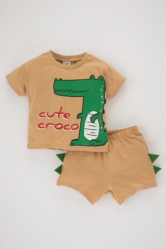 Baby Boy Dinosaur Printed Short Sleeve T-Shirt Shorts 2-Pack Set
