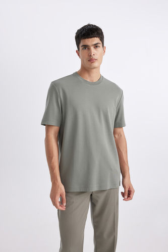 Regular Fit Crew Neck Basic Heavy Fabric T-Shirt
