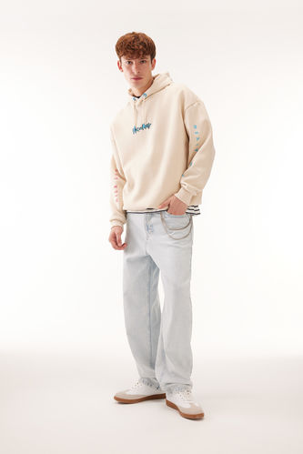Beige MAN Oversize Fit Rick and Morty Licensed Printed Long Sleeve  Sweatshirt 2931312