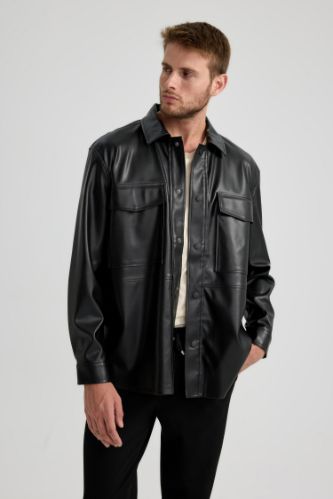 Leather jacket polo on sale shirt