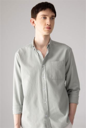 رجال نعناع Regular Fit Oxford Long Sleeve Shirt