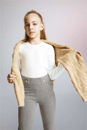 Girl Slim Fit Ribbed Long Sleeve T-Shirt