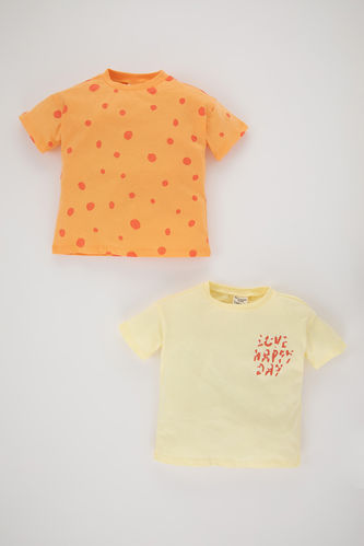 Baby Girl Regular Fit Crew Neck Polka Dot 2-Pack Short Sleeved T-Shirt