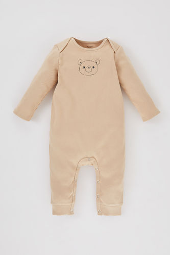 Baby Boy Bear Printed Ribbed Camisole Jumpsuit