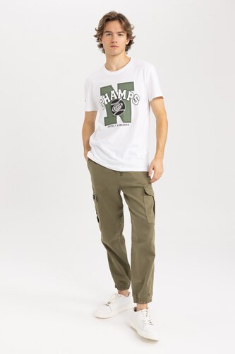 White Man Slim Fit Crew Neck Printed T-Shirt 2827942 | DeFacto
