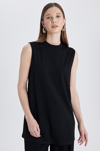 نساء أسود Regular Fit Short Sleeve Tunic