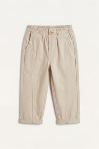 Baby Boys Beige Regular Fit Gabardine Trousers