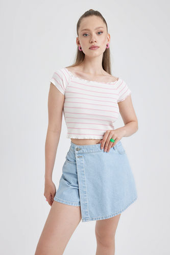 Slim Fit Striped Camisole Short Sleeve T-Shirt