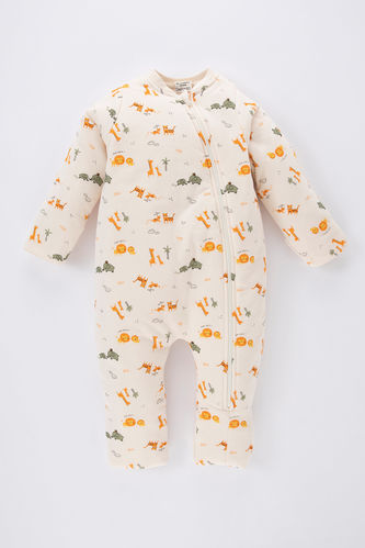 Baby Boy Newborn Cotton Jumpsuit with Covered Toes