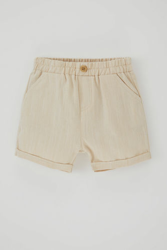 Baby Boy Regular Fit Flamed Cotton Shorts