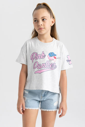 Girl Pink Panther Licensed Crop Short Sleeve T-Shirt