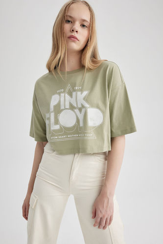 T-Shirt À Manches Courtes Oversıze Fıt Imprimé Col Ras Du Cou Pink Floyd