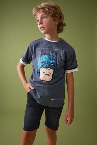 تي شيرت جيرسي اولادي قصة عادية بياقة مستديرة من باتمان