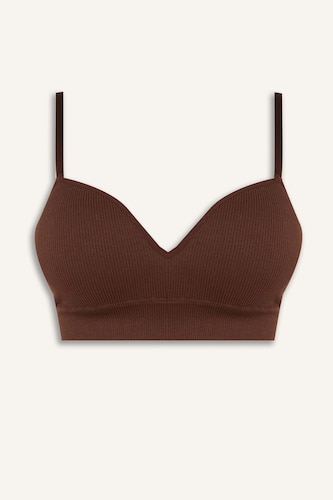 Padded Unwired Seamless Brown Bra