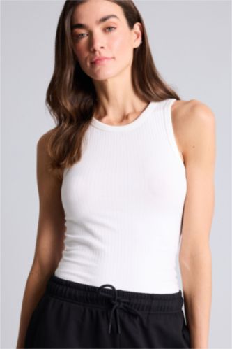 Kadın Ekru Slım Fıt Halter Yaka Fitilli Kaşkorse Atlet