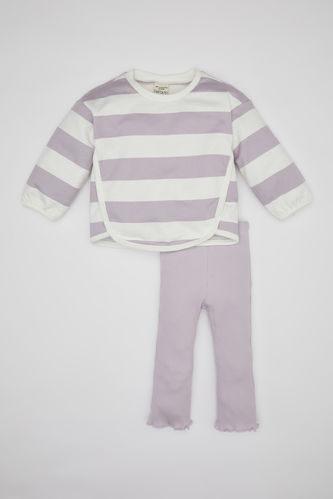 Baby Girl Striped Long Sleeve T-Shirt Leggings 2 Piece Set