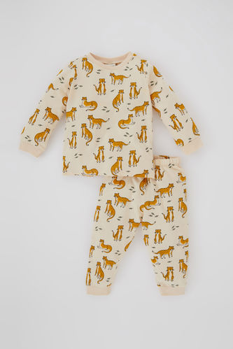 Baby Boy Tiger Pattern Long Sleeve Combed Cotton Pajama Set