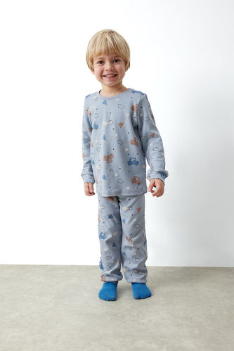 Erkek Bebek Bulut Baskılı Uzun Kollu Pijama Takımı