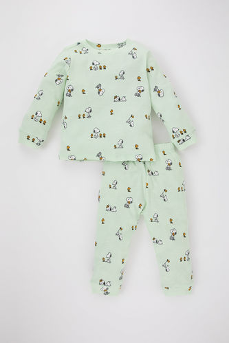 Erkek Bebek Snoopy Fitilli Kaşkorse Uzun Kollu Pijama Takımı