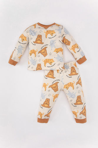 Erkek Bebek Safari Baskılı Uzun Kollu Pijama Takımı