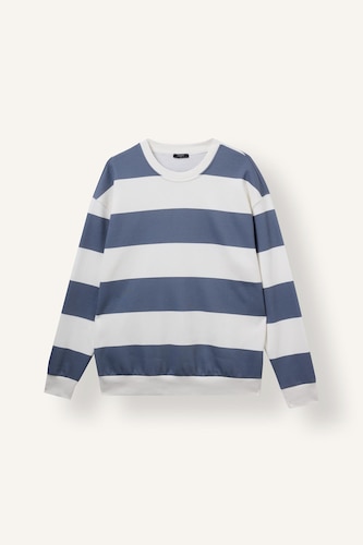 Sweatshirt boxy rayé à col rond