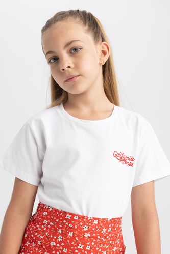 Kız Çocuk Baskılı Kısa Kollu Tişört