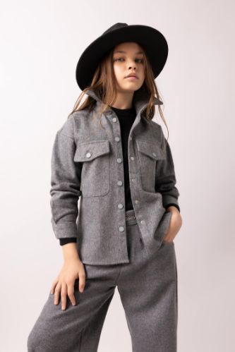 Kız Çocuk Oversize Geniş Kalıp Flanel Uzun Kollu Gömlek