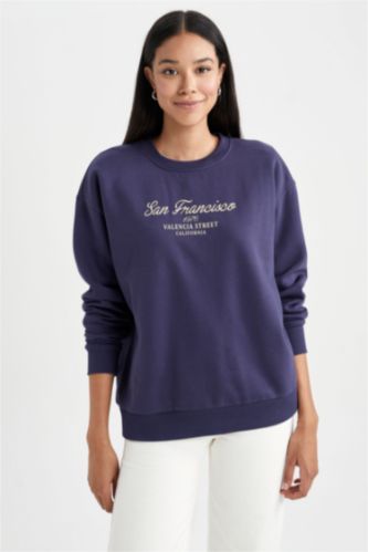 FEMME Marin Sweat- Shirt Coupe Relaxant Col Rond à Manches Longues