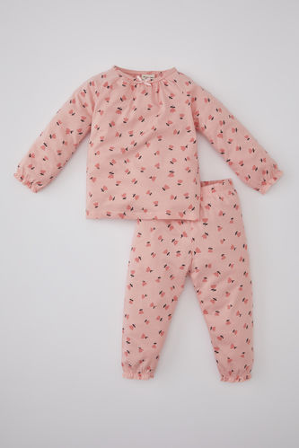 Ensemble Pyjama Jersey à Manches Longues à Fleurs pour Bébé Fille