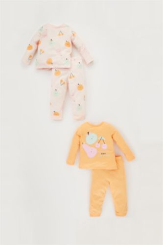 BÉBÉ FILLE Rose Pyjamas En Tricot Col Ras Du Cou Fruit Manche Longue 4 BéBé Fille