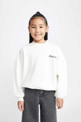 Ecru GIRLS & TEENS Oversize Fit Sweatshirt 3009121 | DeFacto