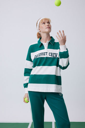 DeFactoFit Oversize Fit Polo Yaka Sporcu Sweatshirt