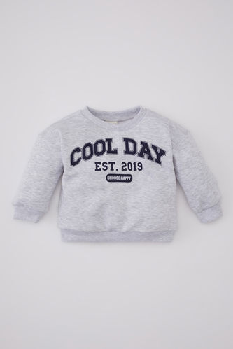 Baby Boy Slogan Printed Soft Lined Sweatshirt