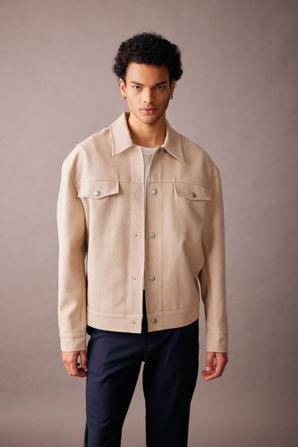 Manteau Coupe Relaxant Col Polo