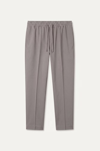 Erkek Gri Beli Bağcıklı Lastikli Jogger Fit Pantolon