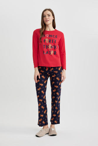 Fall in Love Yılbaşı Temalı Uzun Kollu Pijama Takımı