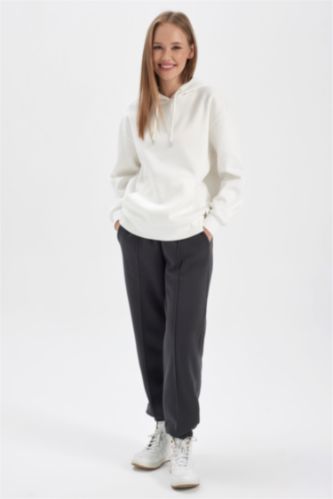Woman Anthracite jogger Thick Sweatshirt Fabric Trousers