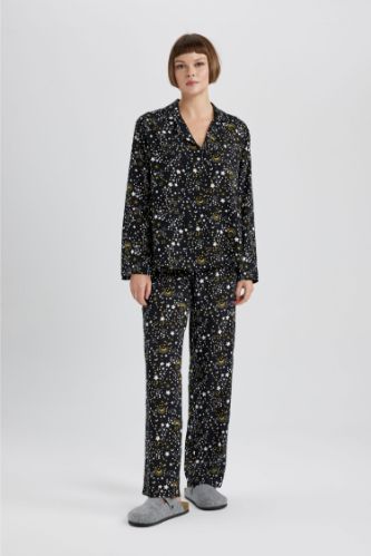 Fall in Love Esnek Belli Uzun Boy Viskon Pijama Altı