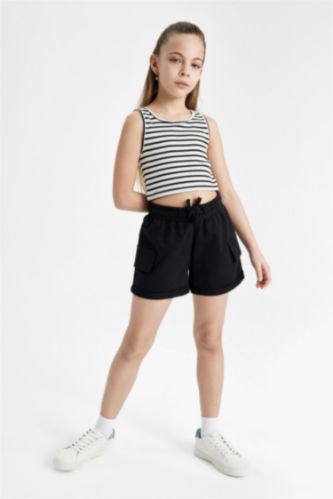 GIRLS & TEENS Black Girl Sweatshirt Fabric Shorts