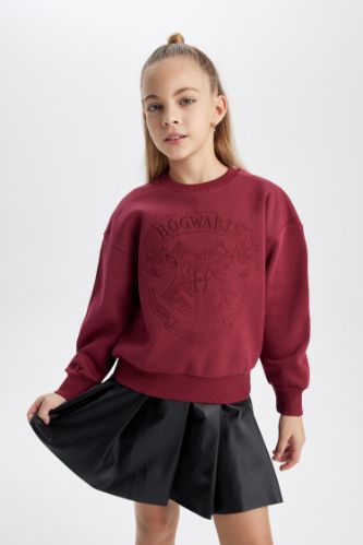 Bordeaux GIRLS TEENS Regular Fit Harry Potter Licensed Crew Neck Sweatshirt 2943908 DeFacto