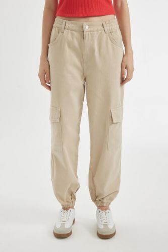 Coool Jogger Pantolon Gabardin KumaşNormal Bel Basic Düz Kargo Cepli