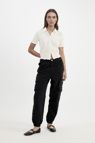 Coool Jogger Gabardin Pantolon Normal Bel Basic Düz Kargo Cepli