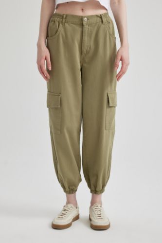 Coool Jogger Pantolon Gabardin Kumaş Normal Bel Basic Düz Kargo Cepli