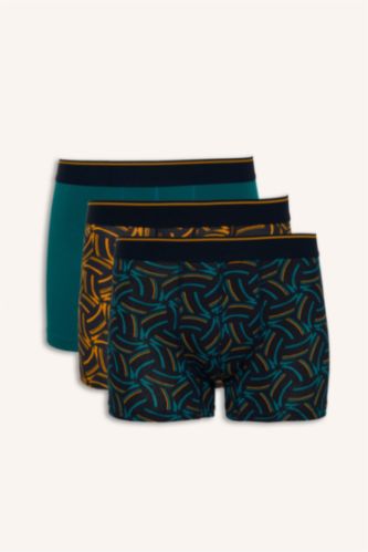 Erkek Lacivert Regular Fit Baskılı 3'lü Boxer