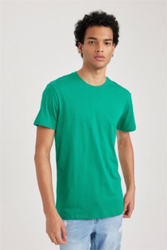 Slim Fit Crew Neck Basic Cotton Short Sleeve T-Shirt