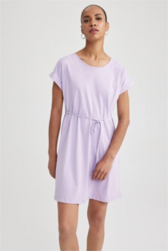 A-Line Crew Neck Cotton Dress