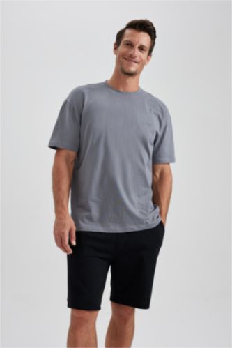 Man Grey Oversize Fit Short Sleeve T-Shirt