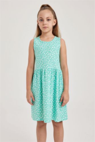Girl Patterned Cotton Sleeveless Dress