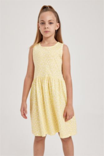 Girl Patterned Cotton Sleeveless Dress