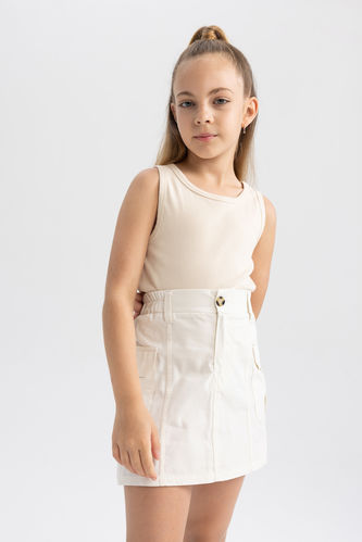 Fun & Fun - Girls White Ruffled Denim Skirt | Childrensalon